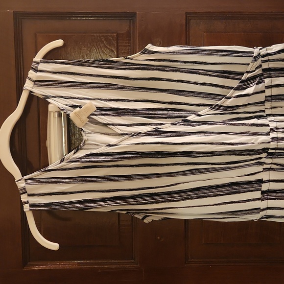 Chicos Black and White Striped Jumpsuit - Picture 1 of 3